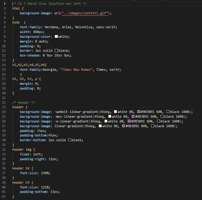 A CSS code snippet