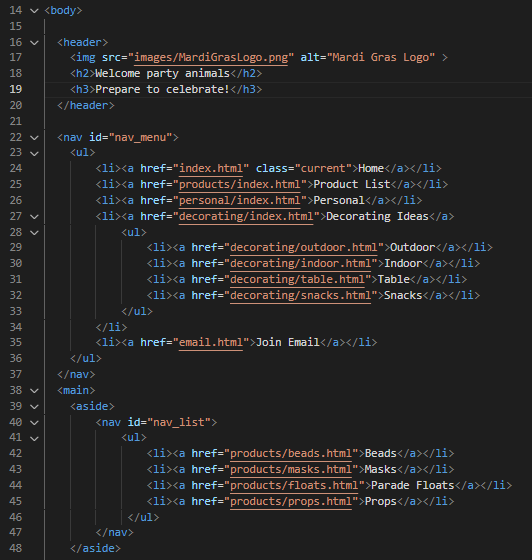 An HTML code snippet