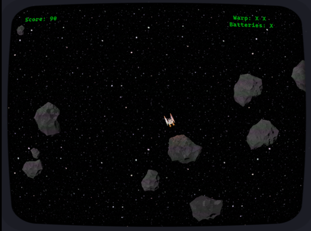 A screenshot of a unity games with spaceships and asteroids