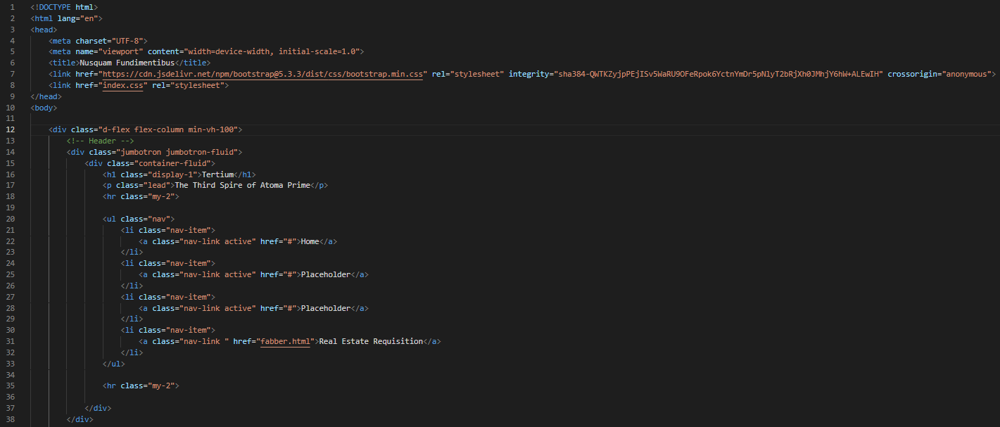A snippet of code using the Bootstrap library